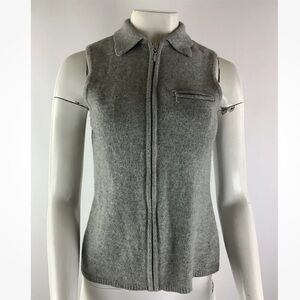 Galyan's Womens Sz S Lambswool Cashmere Sweater Vest Gray Full Zip Sleeveless